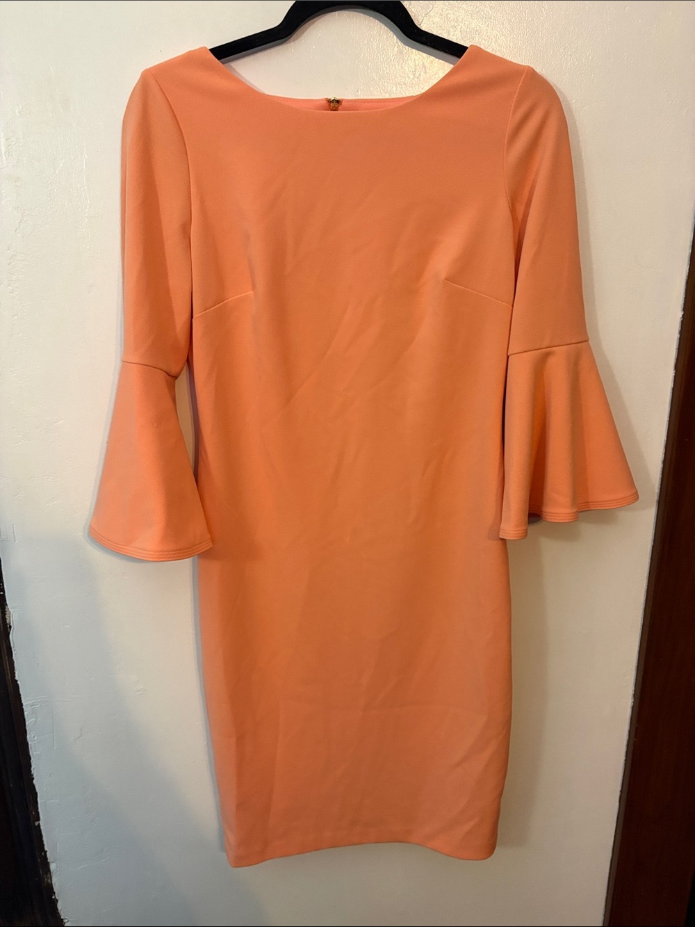 Calvin Klein Women's Peach Bell-Sleeve Sheath Dress Size 6 - Picture 2 of 8